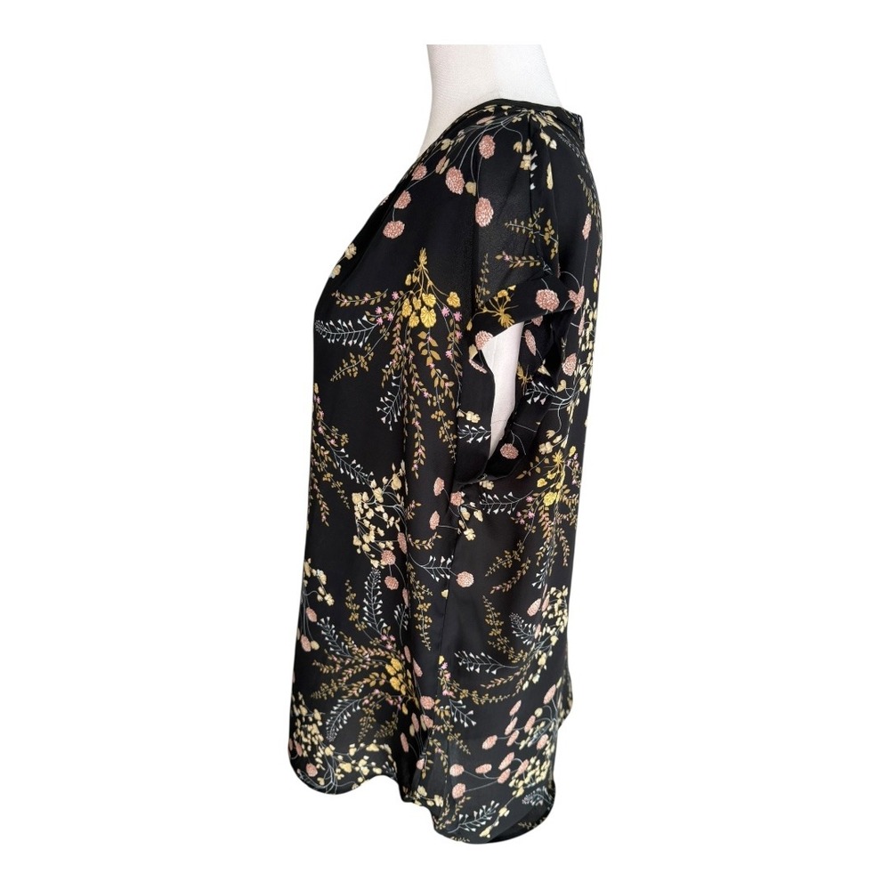 Philosophy Floral Print Top Black Yellow Pink Short Sleeve Blouse Women's XL NWT - Picture 2 of 7